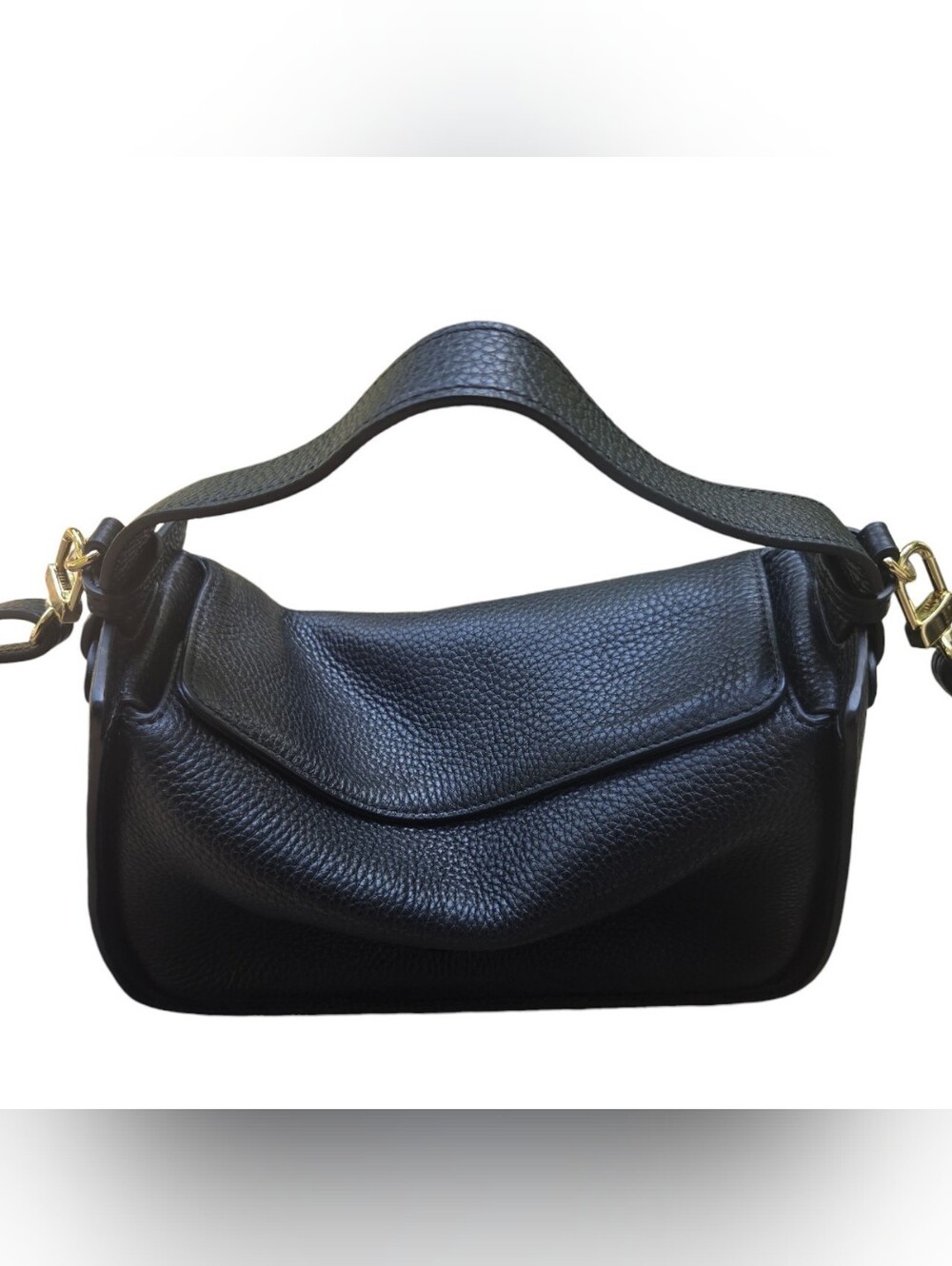 The Horse Clementine Bag Black Pebbled Leather Gold Hardware Crossbody